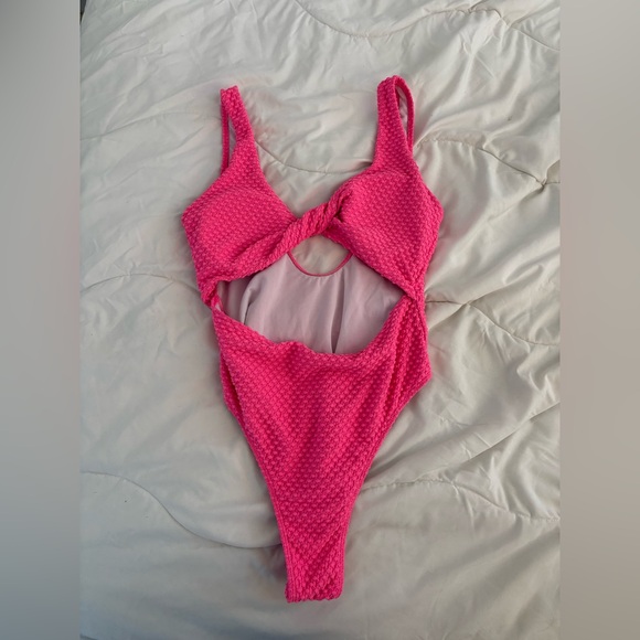 Pink Cut Out Swimsuit - Picture 1 of 2